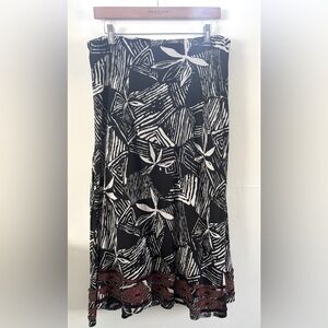 Chico’s Black and White Beaded Geometric Skirt Medium